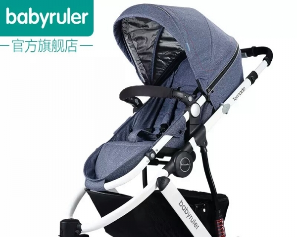 babyruler婴儿推车高景观婴儿车可坐躺三轮充气轻便折叠