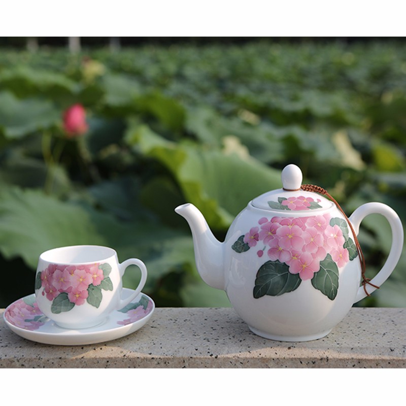 醴陵釉下五彩瓷 银银瓷器 八仙茶具套装 陶瓷茶具工艺礼品定制